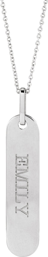 Sterling Silver Engravable Bar 16-18" Necklace