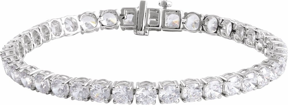 14K White 12 CTW Lab-Grown Diamond Line 7" Bracelet