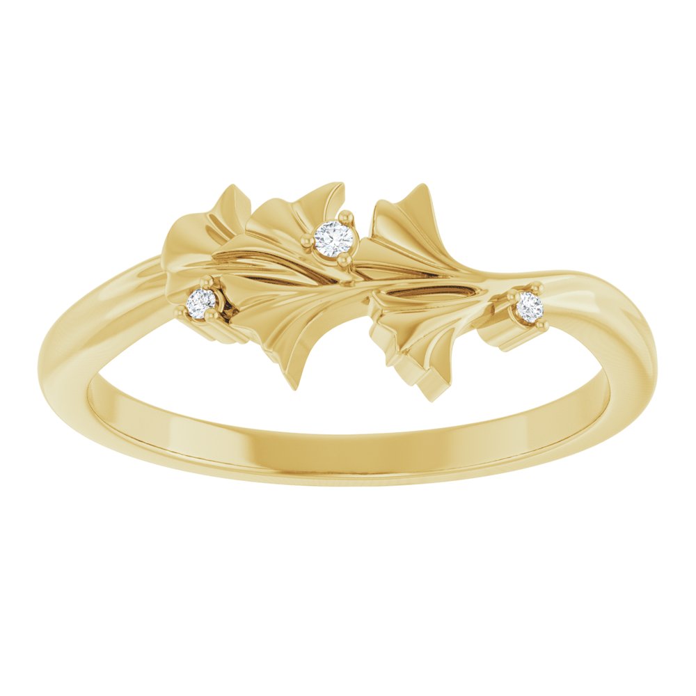 14K Yellow .015 CTW Natural Diamond Floral Ring