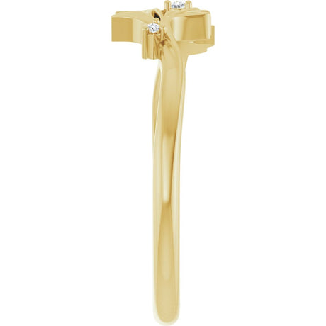 14K Yellow Gold .015 CTW Natural Diamond Floral Ring