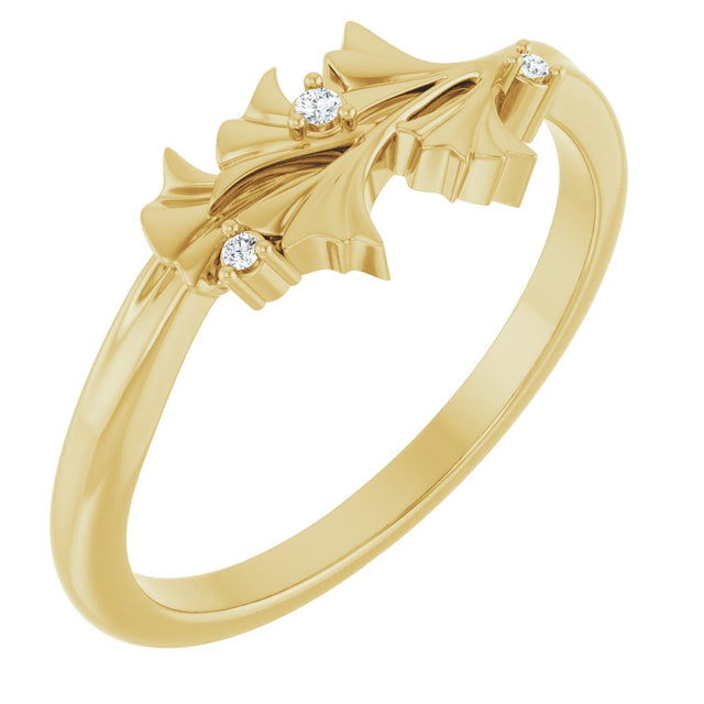 14K Yellow .015 CTW Natural Diamond Floral Ring