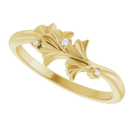 14K Yellow Gold .015 CTW Natural Diamond Floral Ring