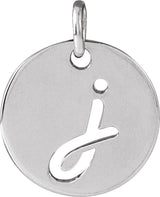 14K White Script Initial J Pendant