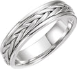 14K White Gold 5 mm Hand-Woven Comfort-Fit Flat Band  Size 8