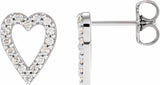14K White Gold 1/4 CTW Natural Diamond Heart Earrings
