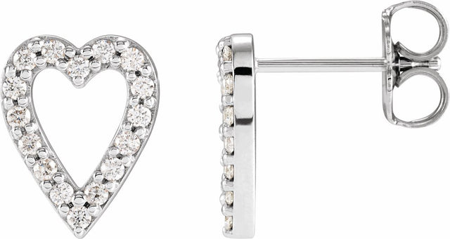 14K White Gold 1/4 CTW Natural Diamond Heart Earrings