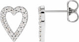 Sterling Silver 1/4 CTW Natural Diamond Heart Earrings
