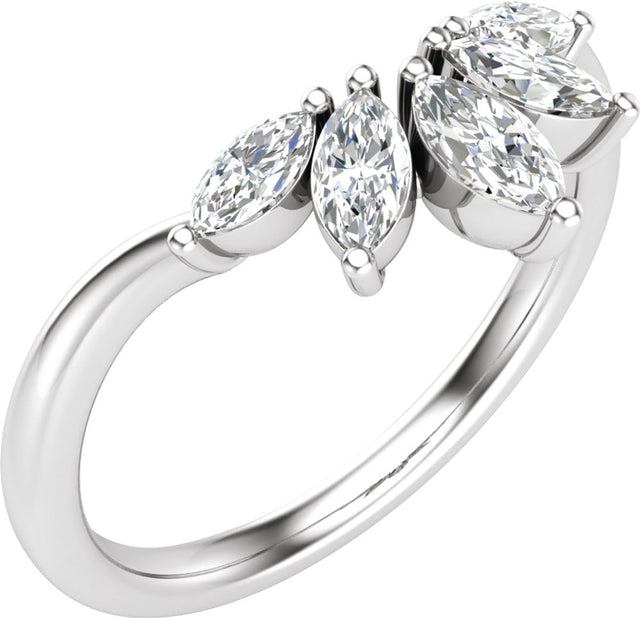 14K White Gold 3/8 CTW Natural Diamond Contour Band