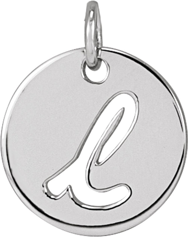 14K White Script Initial L Pendant