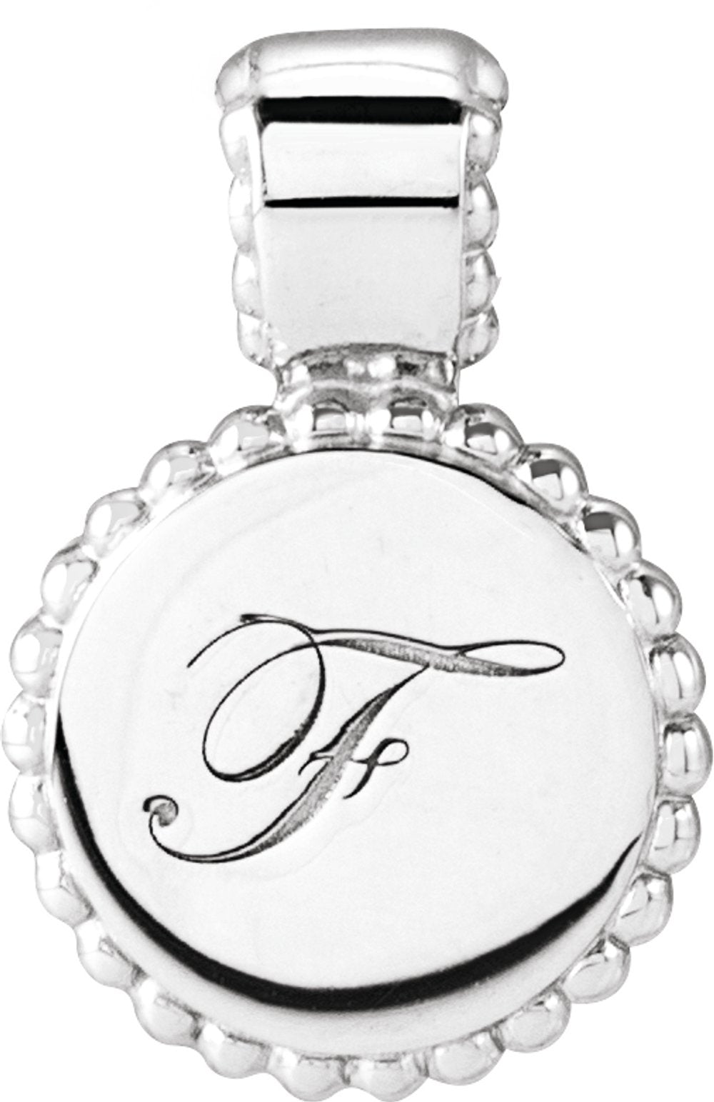 Sterling Silver Engravable Beaded Disc Pendant