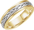 14K White/Yellow 5 mm Hand Woven Band Size 7.5