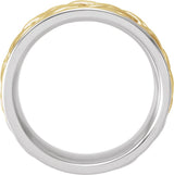 14K White/Yellow Gold 8 mm Hand-Woven Comfort-Fit Flat Band Size 11