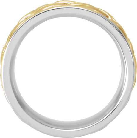 14K White/Yellow Gold 8 mm Hand-Woven Comfort-Fit Flat Band Size 11