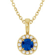 14K Yellow 4 mm Natural Blue Sapphire & .05 CTW Natural Diamond 16-18" Necklace  