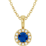 14K Yellow 4 mm Natural Blue Sapphire & .05 CTW Natural Diamond 16-18" Necklace  