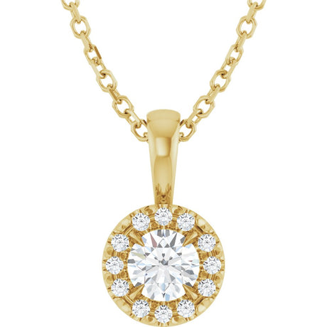 14K Yellow 4 mm Natural Diamond & .05 CTW Natural Diamond 16-18" Necklace  