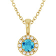 14K Yellow Gold 4 mm Natural Blue Zircon & .05 CTW Natural Diamond 16-18" Necklace  
