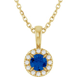14K Yellow 4 mm Natural Blue Sapphire & .05 CTW Natural Diamond 16-18" Necklace  