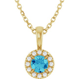 14K Yellow Gold 4 mm Natural Blue Zircon & .05 CTW Natural Diamond 16-18" Necklace  