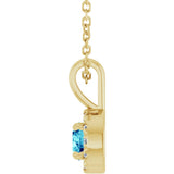 14K Yellow Gold 4 mm Natural Blue Zircon & .05 CTW Natural Diamond 16-18" Necklace  