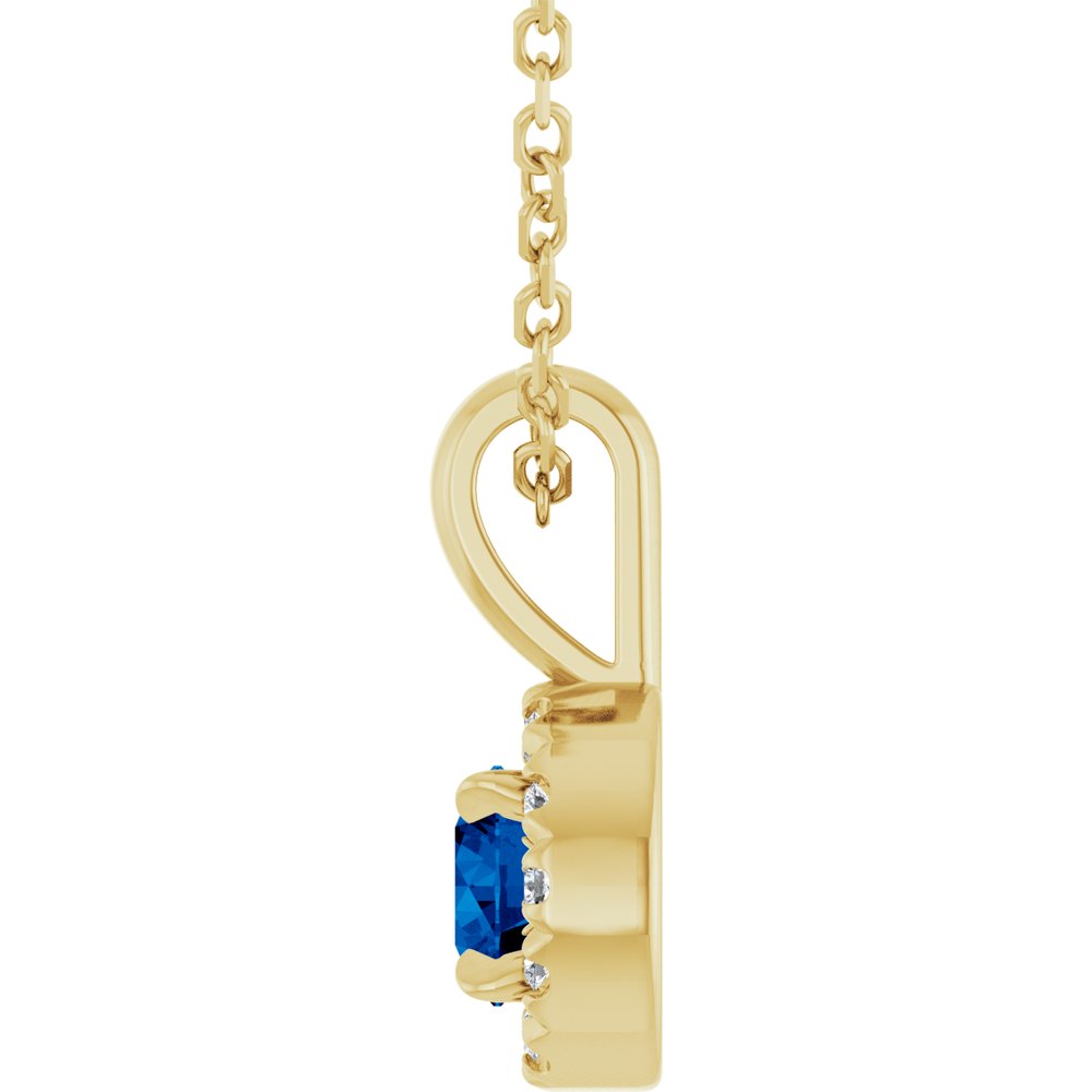 14K Yellow 4 mm Natural Blue Sapphire & .05 CTW Natural Diamond 16-18" Necklace