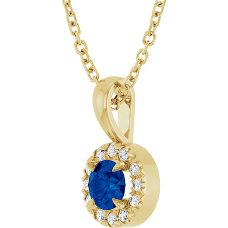 14K Yellow 4 mm Natural Blue Sapphire & .05 CTW Natural Diamond 16-18" Necklace
