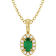 14K Yellow 5x3 mm Natural Emerald & .05 CTW Natural Diamond 16-18" Necklace  