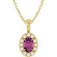 14K Yellow 6x4 mm Natural Pink Tourmaline & 1/10 CTW Natural Diamond 16-18" Necklace  
