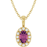 14K Yellow 6x4 mm Natural Pink Tourmaline & 1/10 CTW Natural Diamond 16-18" Necklace  