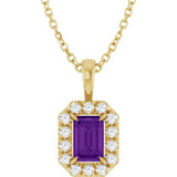 14K Yellow Gold 6x4 mm Natural Amethyst & 1/5 CTW Natural Diamond 16-18" Necklace  