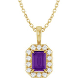 14K Yellow 6x4 mm Natural Amethyst & 1/5 CTW Natural Diamond 16-18" Necklace  