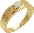 14K Yellow Gold 5x3 mm Oval Natural White Opal Cabochon Ring