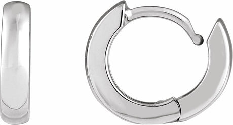 14K White Gold Hinged 12 mm Hoop Earrings