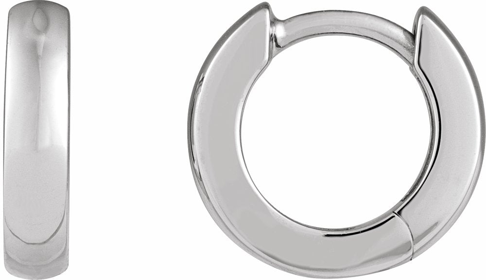 14K White Hinged 12 mm Hoop Earrings