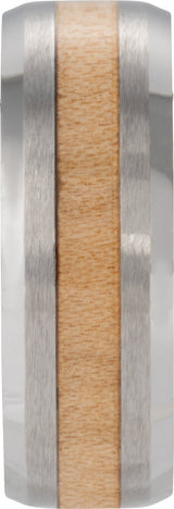 Tungsten Beveled-Edge Cypress Wood Inlay 8 mm Comfort-Fit Band