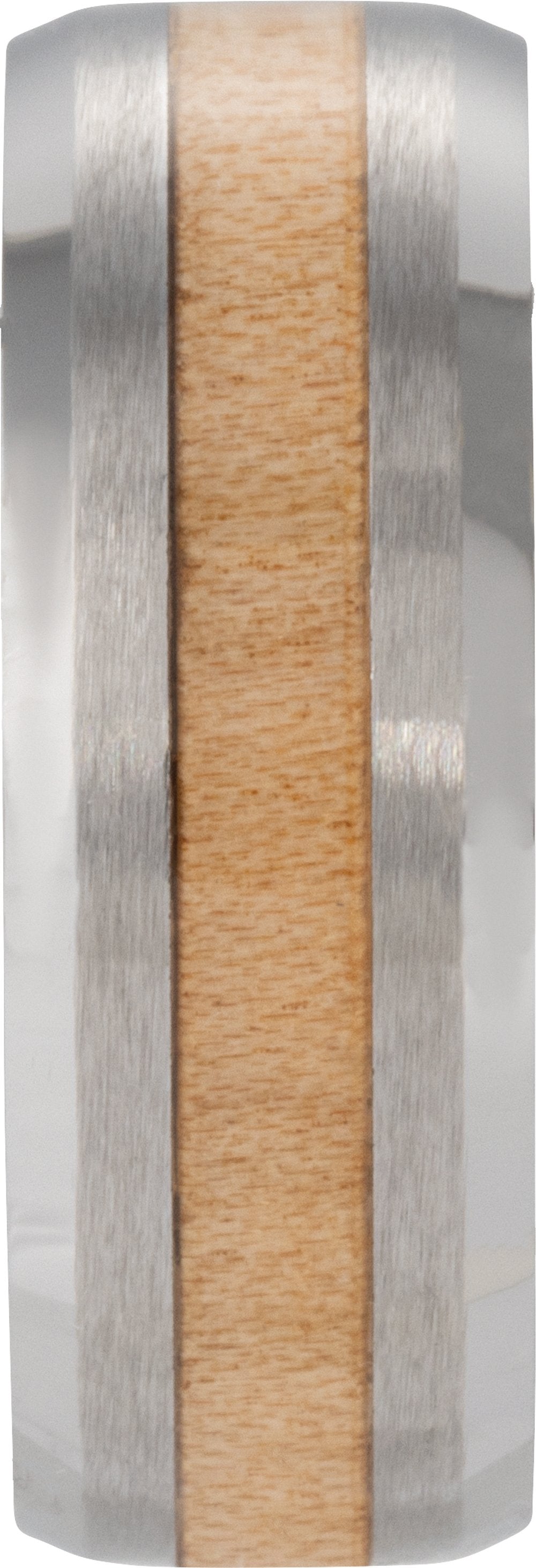 Tungsten Beveled-Edge Cypress Wood Inlay 6 mm Comfort-Fit Band Size 8