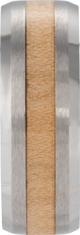 Tungsten Beveled-Edge Cypress Wood Inlay 6 mm Comfort-Fit Band Size 8