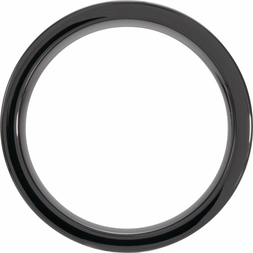 Black Ceramic Wenge Wood Inlay 6 mm Comfort-Fit Flat Band Size 8