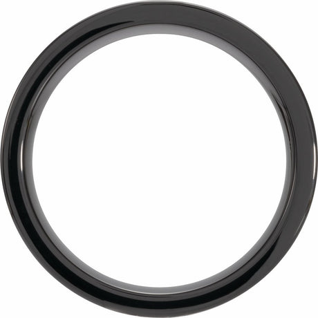 Black Ceramic Wenge Wood Inlay 6 mm Comfort-Fit Flat Band Size 8