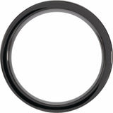 Black Ceramic Wenge Wood Inlay 6 mm Comfort-Fit Flat Band Size 8