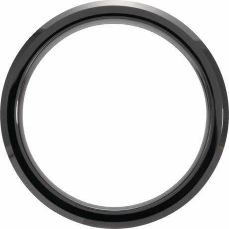 Black Ceramic 6 mm Beveled-Edge Antler Wood Inlay Comfort-Fit Band