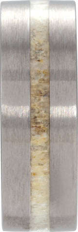 Tungsten Antler Wood Inlay 8 mm Comfort-Fit Flat Band