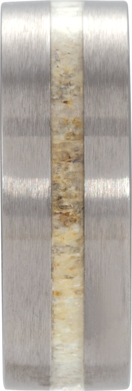 Tungsten Antler Wood Inlay 6 mm Comfort-Fit Flat Band