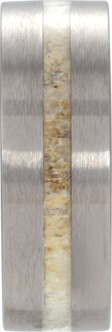 Tungsten Antler Wood Inlay 8 mm Comfort-Fit Flat Band