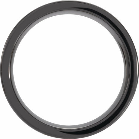 Black Ceramic Antler Wood Inlay 8 mm Comfort-Fit Flat Band Size 9