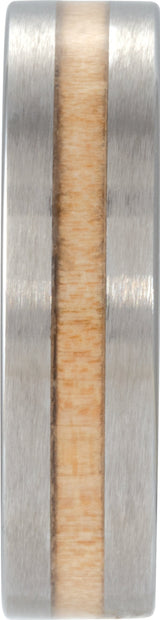 Tungsten Cypress Wood Inlay 8 mm Comfort-Fit Flat Band Size 9