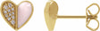14K Yellow Gold 1/10 Natural Diamond & Pink Enamel Heart Earrings