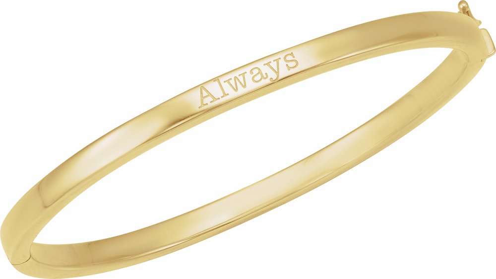 14K Yellow Engravable 6 mm Tube Hinged Bangle 7" Bracelet
