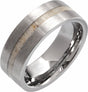 Tungsten Antler Wood Inlay 8 mm Comfort-Fit Flat Band Size 10