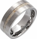 Tungsten Antler Wood Inlay 6 mm Comfort-Fit Flat Band Size 8